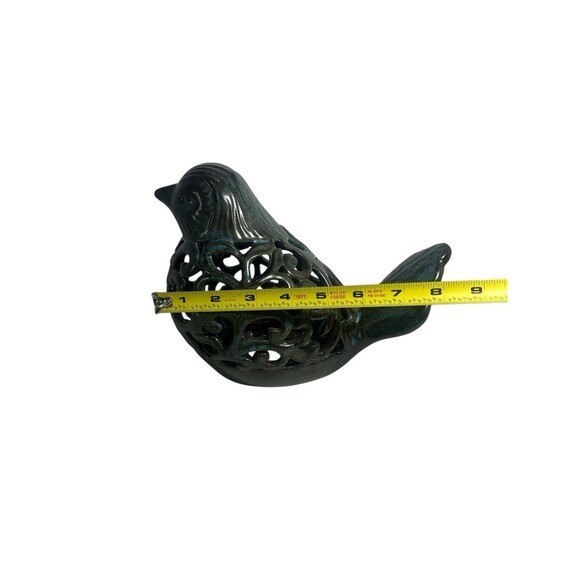 Ceramic Bird Potpourri Fragrance Sachet Holder Blue Green Crackle Glaze 7” Tall - Picture 4 of 9